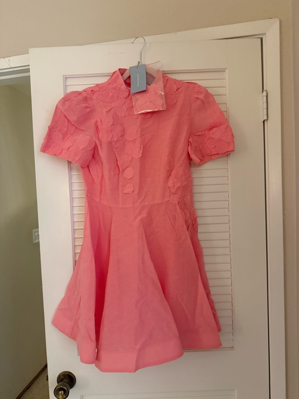 ANTONIO MELANI Pink Floral-Appliqué Fit & Flare Midi Dress - Picture 2 of 5